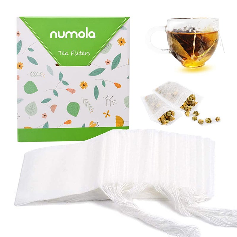Numola 100Pcs Disposable Tea Bags for Loose Leaf Tea, Empty Tea Bags Natural Material Seal Tea Infuser Bag, Tea Infuser Sachets with Drawstring Herb Sachet Bags for Loose Tea (4" x 3.2") - Image 1